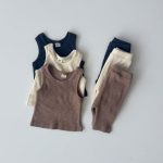 【80-130cm】セットアップ 無地ノースリーブルームウェアセット - 画像 (4)