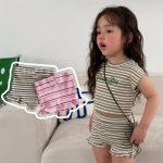 【73-120cm】セットアップ ベビー ボーダー柄 韓国風 - 画像 (4)