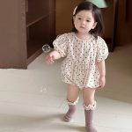 【66-90cm】ロンパース ベビー ポルカドット パフスリーブ - 画像 (4)