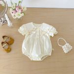 【66-130cm】ロンパースorワンピース ベビー 姉妹服 クリーム ダブル蝶結び - 画像 (11)