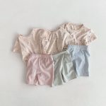 【80-130cm】セットアップ ハートTシャツ&ボーダーショーツセット カジュアル - 画像 (7)