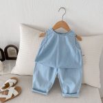 【80-130cm】セットアップ キッズ服 ノースリーブ デニム - 画像 (6)