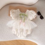 【66-90cm】ロンパース ベビー チューリップ パフスリーブ - 画像 (5)