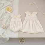 【66-90cm】ロンパースorワンピース 姉妹服 フリル ノースリーブ - 画像 (9)