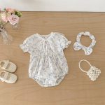 【66-140cm】ロンパースorワンピース ベビー 姉妹服 レースブルー花 - 画像 (10)