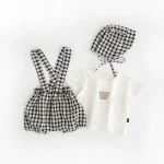 【66-100cm】セットアップ ベビー チェック 熊柄 2点セット - 画像 (9)
