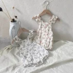 【66-90cm】ロンパース ベビー 小花柄 サロペット - 画像 (4)