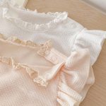 【66-90cm】ロンパース ベビー ワッフル レース フリル - 画像 (15)