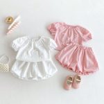 【80-130cm】ショートパンツ 女の子 無地 蝶結び セットアップ - 画像 (19)