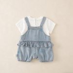 【66-90cm】セットアップ ベビー ライトブルー デニム サロペット - 画像 (5)