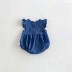 【66-90cm】ロンパース デニム フリル ノースリープ - 画像 (3)