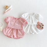 【80-130cm】ショートパンツ 女の子 無地 蝶結び セットアップ - 画像 (3)