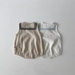 【65-90cm】ロンパース ベビー 丸襟 セーラー風 - 画像 (10)