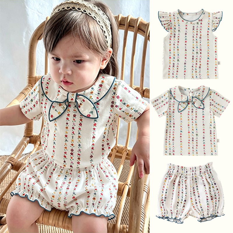 371ddc305d573b30633e4e5328099363.jpg 【73-100cm】トップスorショーツ ベビー 花総柄 プリント - 画像 (1)