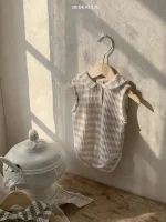 【66-90cm】ロンパース ベビー 韓国風 丸襟 ボーダー柄 - 画像 (16)