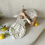 【66-90cm】キャミ ロンパース ベビー ドットor小花柄 - 画像 (3)