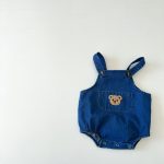 【66-90cm】サロペロンパースorTシャツ クマ柄 デニム ベビー服 - 画像 (3)