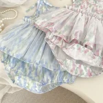 【66-90cm】ロンパース ベビー リボン ワンピース風 - 画像 (11)