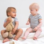 【66-90cm】ロンパース ベビー カラーパイピング ボーダー柄 - 画像 (3)
