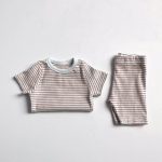 【73-100cm】セットアップ ベビー ベーシックリブ編み ボーダー柄 - 画像 (5)