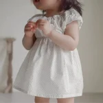 【73-100cm】ワンピース ベビー パフスリーブ ドット - 画像 (5)