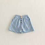 【73-100cm】ショートパンツ ベビー ボタン付き ゴムウエスト ストライプ - 画像 (7)