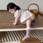 【66-90cm】ロンパース ベビー ポルカドット パフスリーブ - 画像 (5)