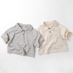 【80-130cm】ポロシャツ キッズ服 ベーシックボーダーor無地