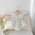 【66-90cm】ロンパース ベビー フリルダブル 蝶結び - 画像 (6)