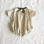 【66-90cm】ロンパース ベビー シンプル リネン - 画像 (3)