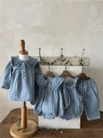 【66-90cm】ロンパース ベビー リボン 刺繍 サロペット - 画像 (11)