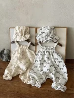【66-100cm】ロンパース ベビー ハット付き リボン プリント キャミ - 画像 (29)