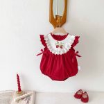 【66-90cm】ロンパース ベビー イチゴ柄 レッド - 画像 (3)