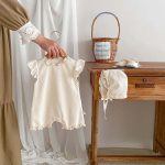 【66-90cm】ロンパース ベビー ワッフル レース フリル - 画像 (11)