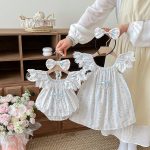 【66-130cm】ロンパースorワンピース ベビー 姉妹服 フリル ストライプ - 画像 (10)