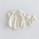 【66-90cm】ロンパース ベビー レース襟 小花柄 シンプル - 画像 (4)