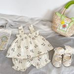 【66-100cm】セットアップ ベビー フラワー柄 クリーム - 画像 (2)