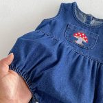 【66-90cm】ロンパース ベビー キノコ デニム ノースリーブ - 画像 (7)