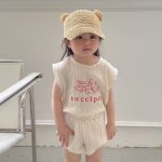 【80-130cm】セットアップ 女の子 レースフリル ノースリーブ
