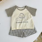 【73-100cm】半袖Tシャツ＆ショートパンツセット ベビー 恐竜 プリント - 画像 (7)