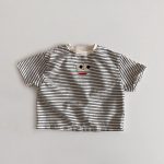【73-100cm】半袖Tシャツ ベビー ボーダー柄 大きい目デザイン - 画像 (5)