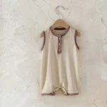 【66-90cm】ロンパース ベビー 韓国風 カラー切り替え オールインワン - 画像 (10)