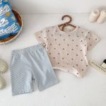 【80-130cm】セットアップ ハートTシャツ&ボーダーショーツセット カジュアル - 画像 (15)
