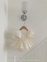 【66-90cm】ロンパース ベビー レース パフスリーブ 小花柄 - 画像 (15)