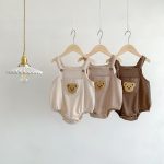 【66-90cm】サロペロンパース ベビー クマ ポケット ワッフル - 画像 (11)