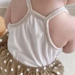 【66-100cm】セットアップ ベビー 韓国風 キャミ 英字&ドット - 画像 (8)