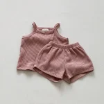 【73-100cm】セットアップ ベビー 韓国風 キャミワッフル - 画像 (8)