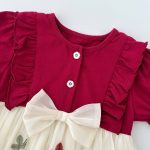【66-90cm】ロンパース 蝶結び レース レッド 可愛い - 画像 (8)