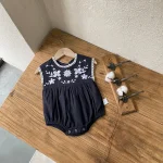 【66-90cm】ロンパース ベビー ボンネット付き 刺繍襟 - 画像 (8)