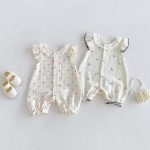 【66-90cm】ロンパース ベビー ドット 蝶結び フリル - 画像 (2)